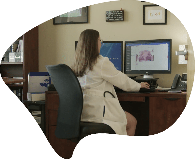 bubble with clinician facing screen